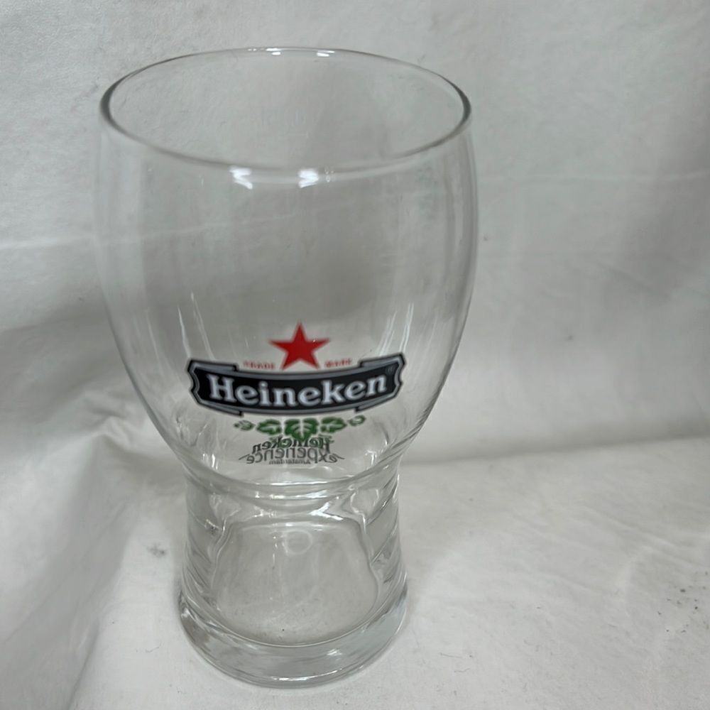 Heineken Beer Glass Experience Amsterdam 12 Oz 5 1/4 Tall 2 1/2 Round Green Red